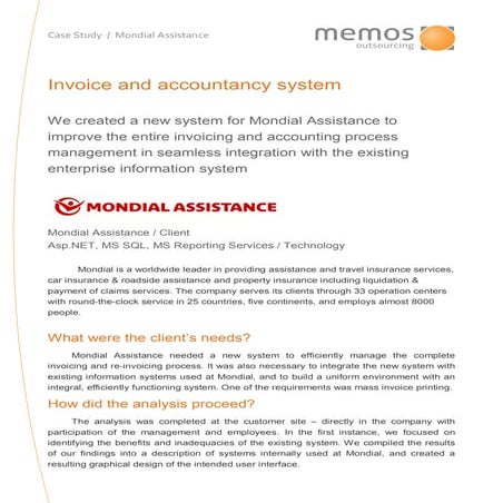 Memos Case Study Mondial
