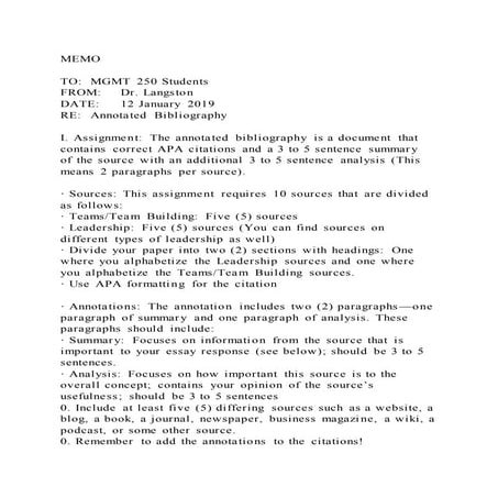 Memotomgmt 250 students from dr. langstondate12 january 