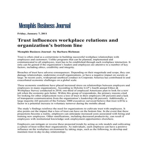 Memphis Business Journal. Influence Of Trust