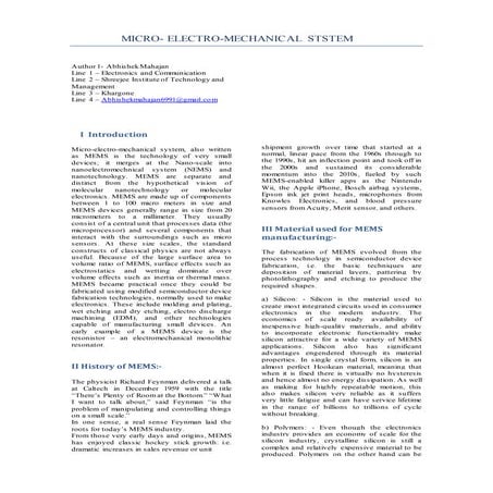 Mems project by abhishek mahajan