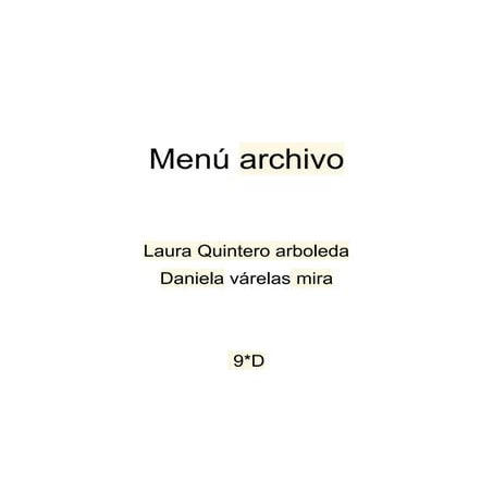 Menú archivo