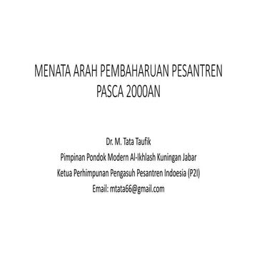 Menata arah pembaharuan pesantren