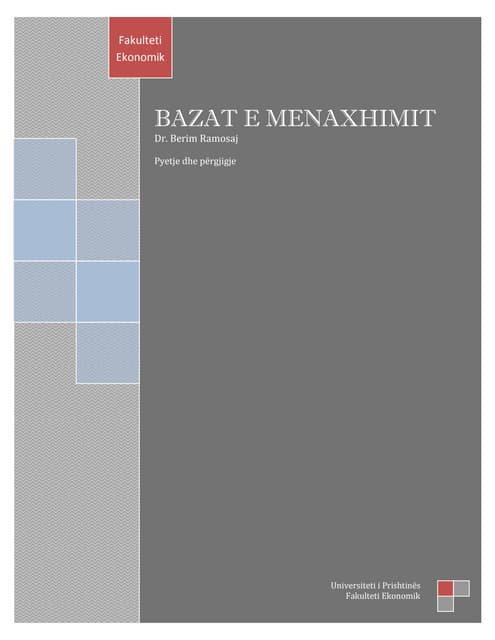 MENAXHMENTI - Dr. Berim Ramosaj (Pyetje dhe përgjigje)