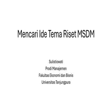 Mencari Ide Tema Riset MSDM Mencari Ide Tema Riset MSDM Mencari Ide ...