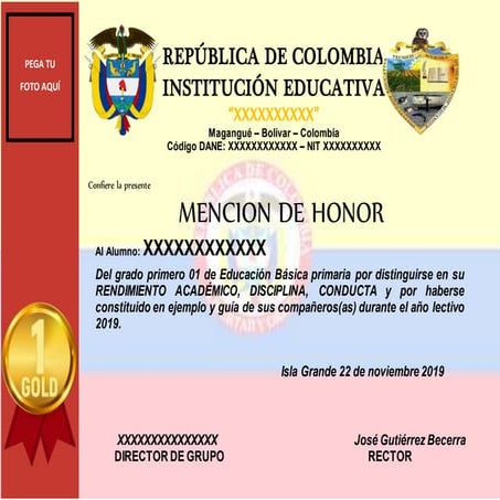 Mencion de honor editable