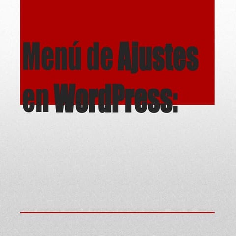 Menú de ajustes en word press