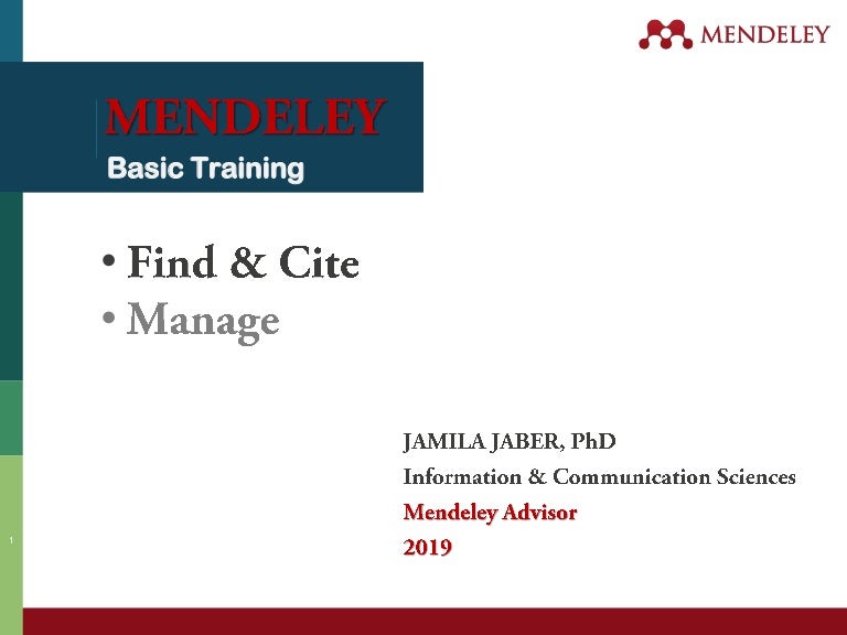 Mendeley Basic Training