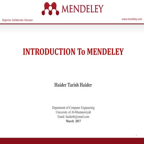 Mendeley Desktop Reference Manager | PDF