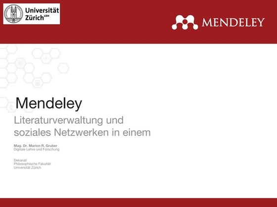 Mendeley - Literaturverwaltung und soziales Netzwerken in einem