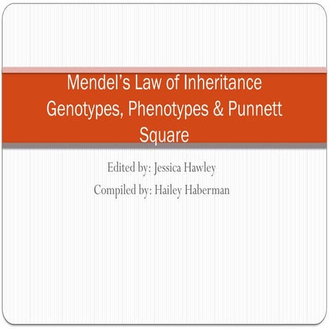 Mendel's Law of Inheritance Power Point Presentation for Senior Highschool