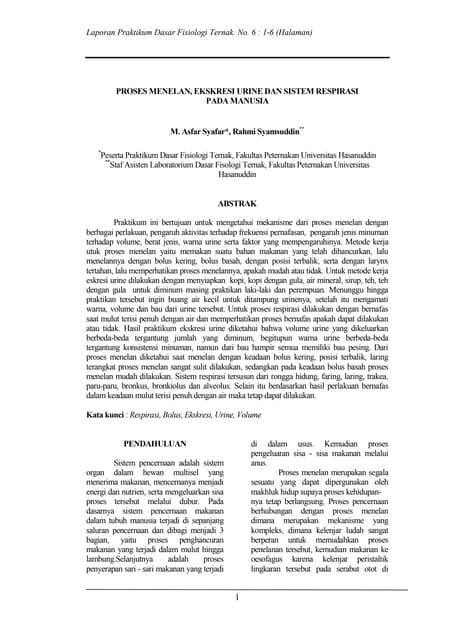 Menelan sekresi urine respirasi