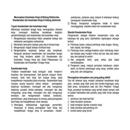 Menerapkan kesehatan kerja di bidang elektronika