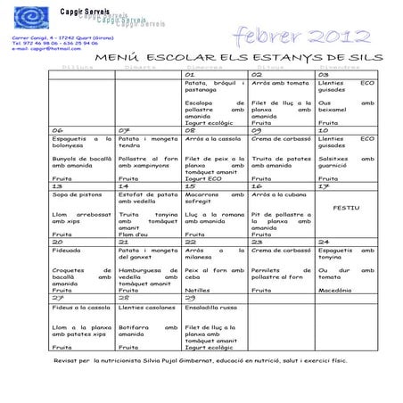 Menú febrer 2012