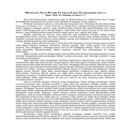 Mengapa Seni Wajib Tunduk Pada Syariah Islam - KH. M. Shiddiq Al-Jawi