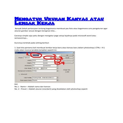 Mengatur ukuran kanvas atau lembar kerja