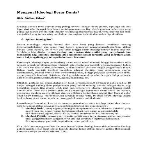 Mengenal ideologi besar dunia oleh saddam cahyo