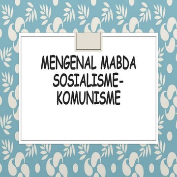 Mengenal mabda sosialisme komunisme