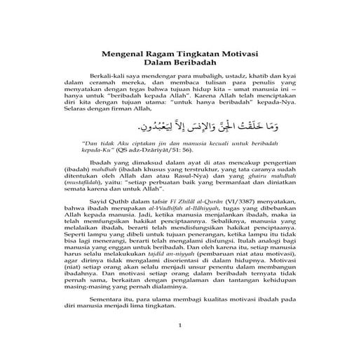 Mengenal tingkatan motivasi dalam beribadah