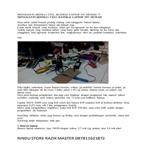 Mengganti baterai laptop awet 2 Jam dijamin mantap 