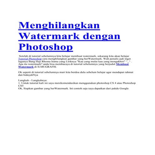 Menghilangkan watermark dengan photoshop