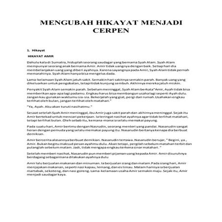 Mengubah hikayat menjadi cerpen