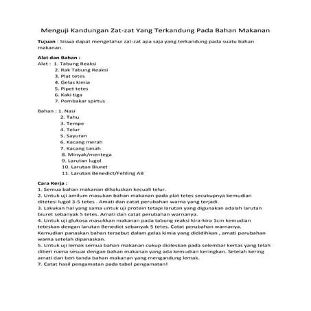 Laporan Biologi Menguji kandungan zat