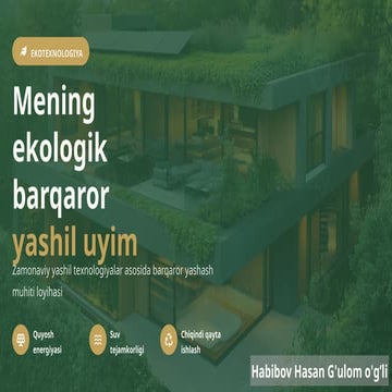 YASHIL ENERGETIKA MANBALARI VA ULARNING AHAMIYATI | PPTX