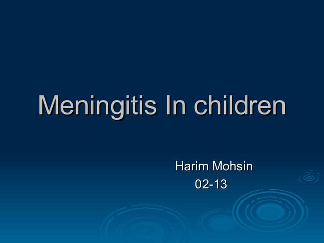 Meningitis  In Children