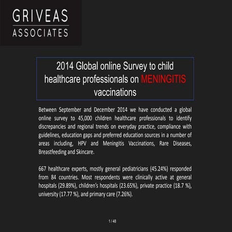 2014 trends survey of child health care professionals on Meningitis Vaccinations
