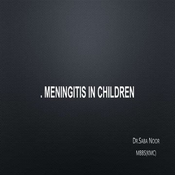 Meningitis in Children.