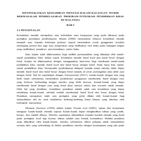 Meningkatkan kemahiran menulis dalam kalangan murid bermasalah  pembelajaran ...