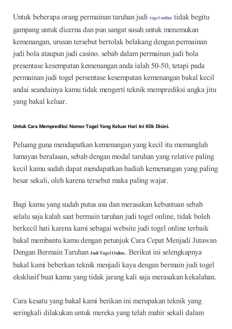 Menjadi Jutawan Dengan Bermain Taruhan Judi Togel Online