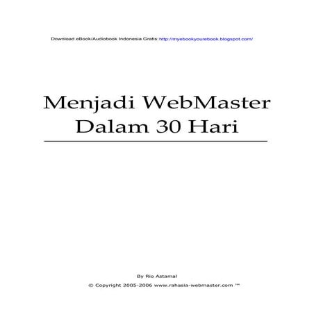 Menjadi web master dalam 30 hari