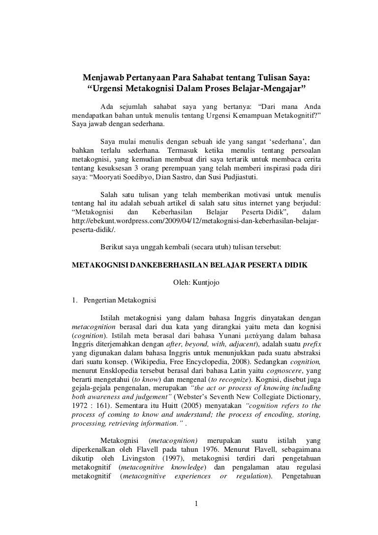 Menjawab Pertanyaan Para Sahabat Tentang Tulisan Saya Urgensi Metako