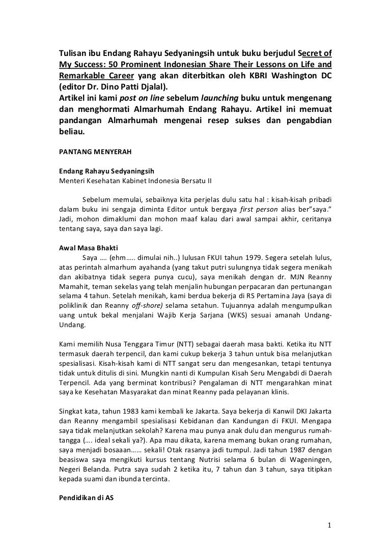 Artikel Pantang Menyerah Menkes