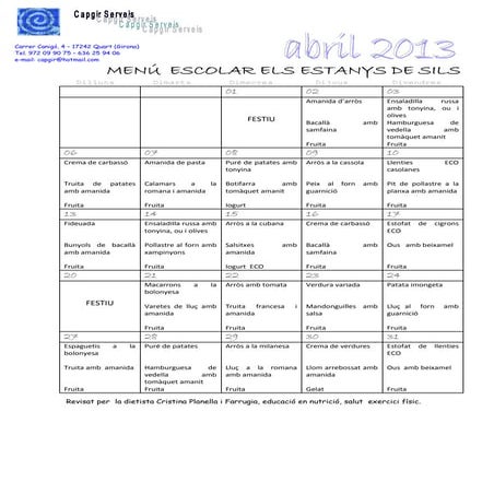 Menú maig 2013