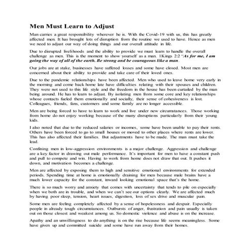 Men Must Learn to Adjust