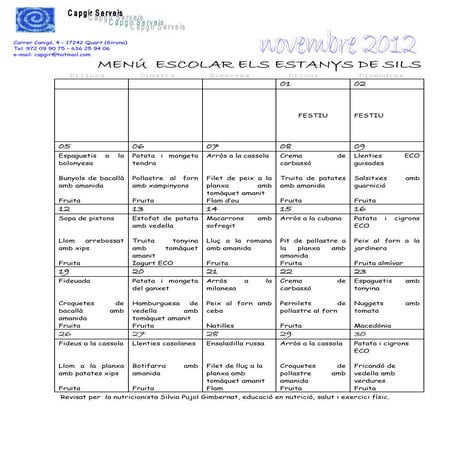 Menú novembre 2012