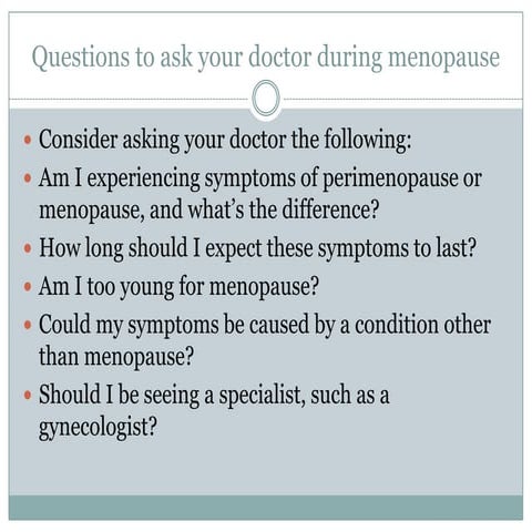 Menopause Questions For Asking Doctor | PPTX