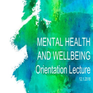 Mental Health and Wellbeing Orientation Lecture