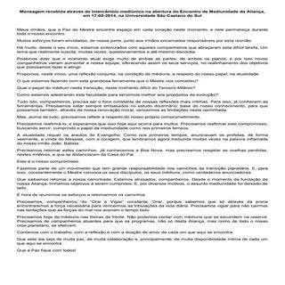 Mensagem mediunidade