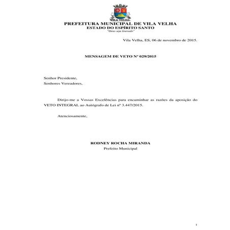 Mensagem veto 029_2015 autógrafo 3.447_15