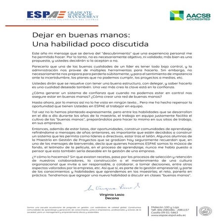 Dejar en buenas manos: Una habilidad poco discutida