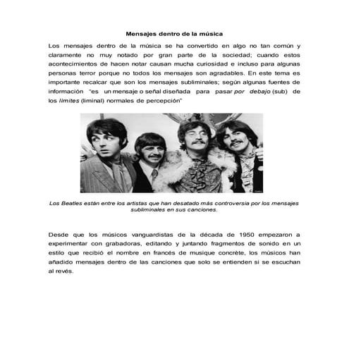 Mensajes dentro de la música