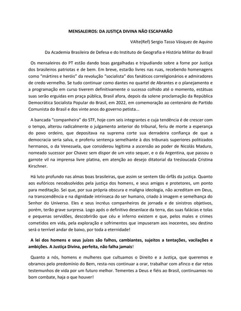 Mensaleiros: da Justiça Divina não ...