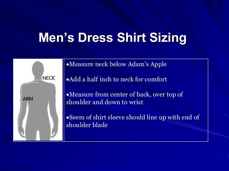 Men S Dress Sizing Guide