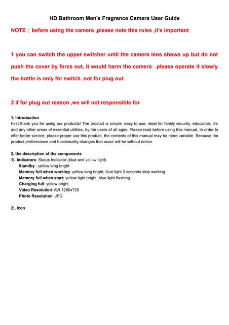 HD 1280x720 bathroom spy camera Men...