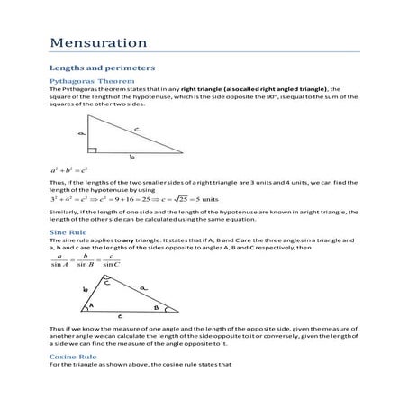 Mensuration notes and_ solved problems