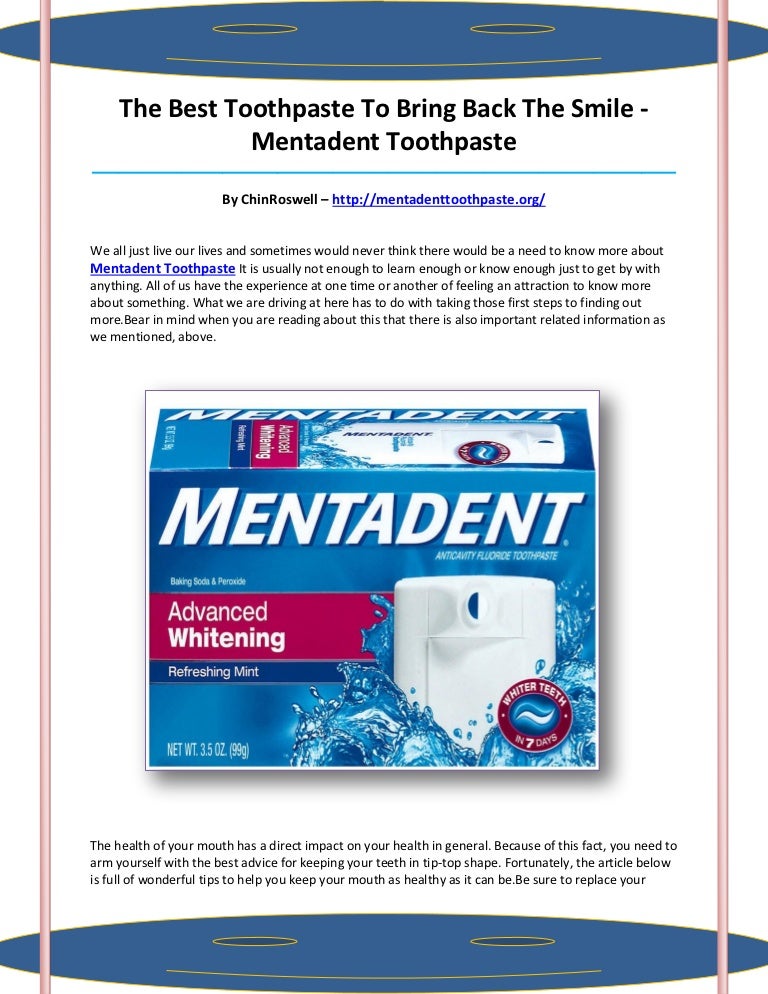 Mentadent toothpaste