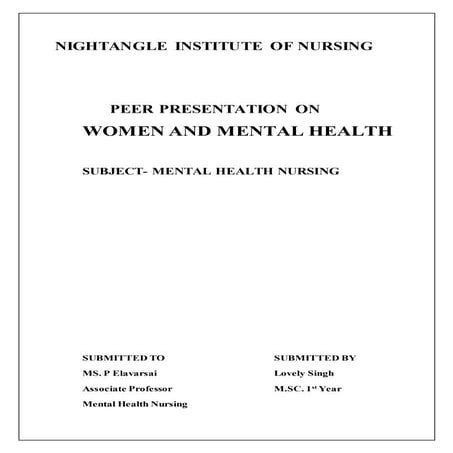 WOMEN AND MENTAL HEALTH - Dr.R.Dakshinamurthy, Bharathidasan University ...